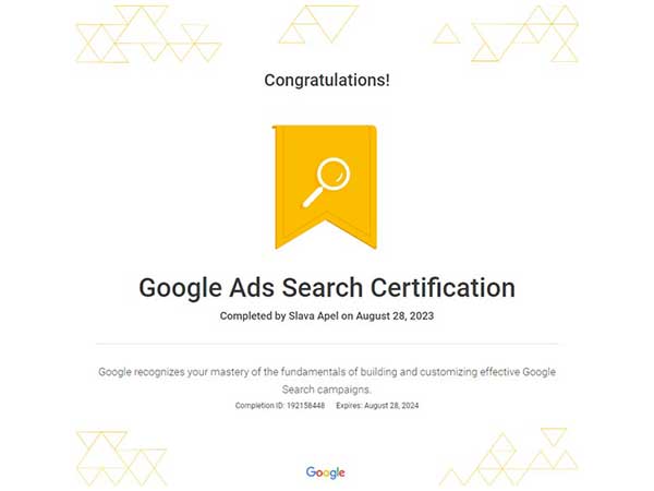 Google Ad Search Professional Certificate