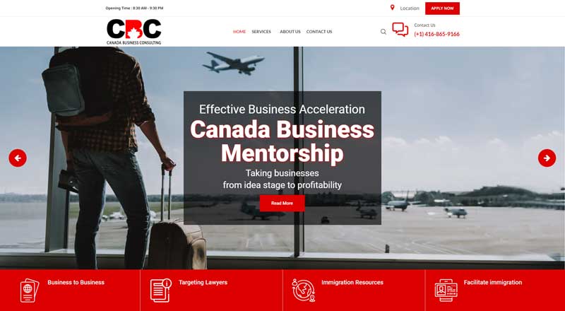 Canada Business Consulting Website Screenshot